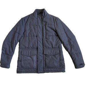 Apt. 9 Men’s Puffer Grey Coat Jacket Size M Lined Zip Snap Closure Pockets